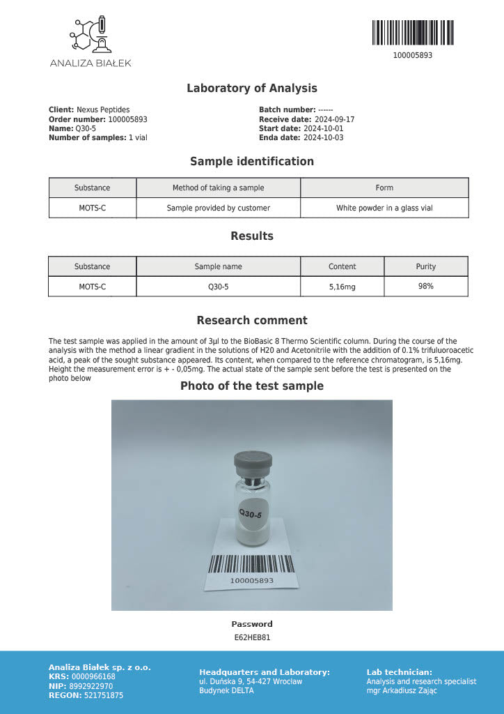 MOTS-C: 5-10mg*10 vials