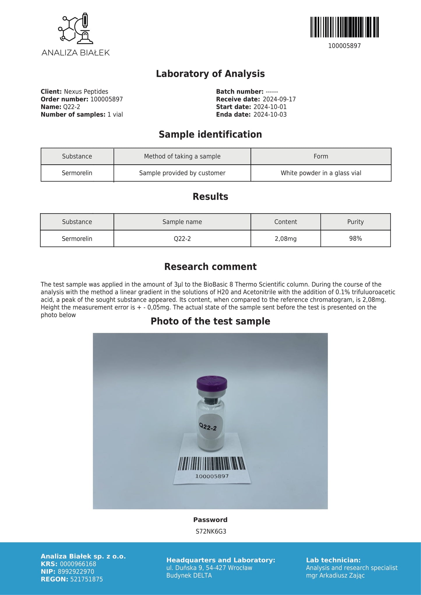 Sermorelin 2-5mg*10 vials